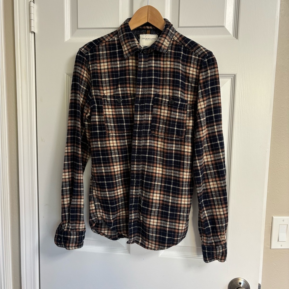 Denim & Flower Flannel Plaid Button Down Shirt